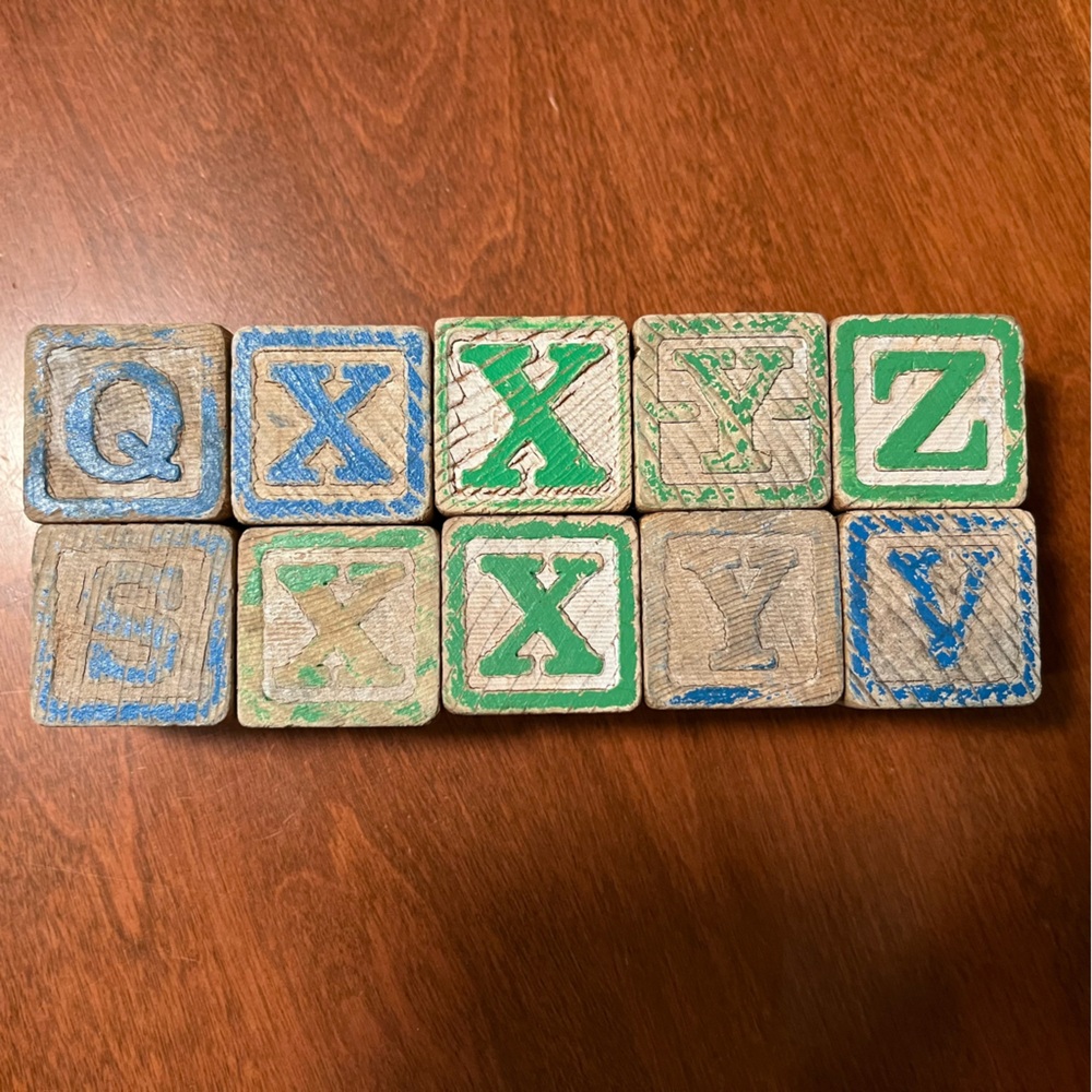 Set Of 10 Vintage Wooden Children’s Building Blocks